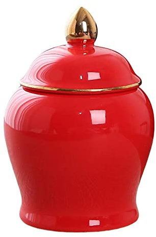 JISADER Recipientes de Cerámica con Tapa Hermética, Botes de Cocina para Té, Azúcar, Café, Especias Y Más, Rojo, Individual