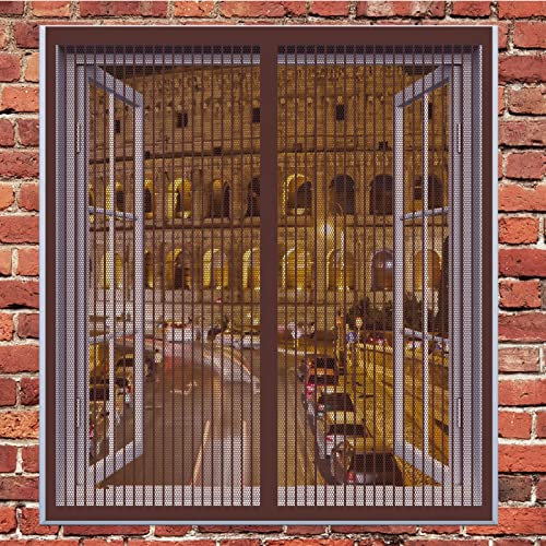 Fliegenschutzgitter Für Fenster 90 x 100 cm Fliegengitter Fenster Einfache Installation Auto Schließen Magnet Fliegengitter Für Alle Universalfenster, Braun