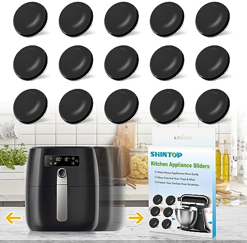 Appliance Sliders, 16PCS Air Fryer Accessories Easy Movers for Small Kitchen Appliances, Air Fryers, Bread Machine,Coffee Makers,Blenders,Grills,Mixers,Microwave (Black)