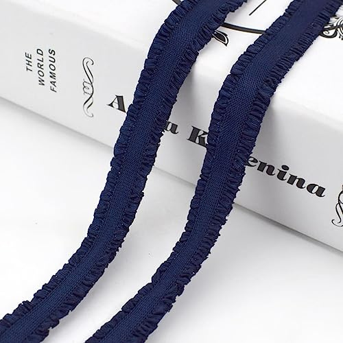 10/20 Metros Bandas Elásticas Elásticas 13 Mm Doble Volante Goma Cinta De Encaje Adornos Para Ropa Correas De Nylon Accesorios De Costura DIY-Azul Marino,13mm-20Metros
