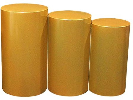 UVCMDUI Runde Zylinder Ständer Sockel Display, Gold Weiße Zylinder-Sockelständer für Partys, Rundes Metall-Sockelständer-Set, Zylindertische für Partys, Hochzeit, Geburtstag,Gold,3 Pcs Small