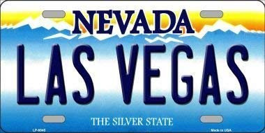 Metal tin sign 6x12 inches Las Vegas Nevada Background Novelty Metal License Plate