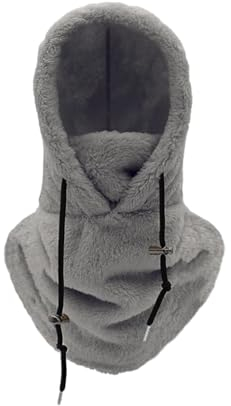 WUUISDNX Kapuzen Skimaske, warmes und geschütztes Gesicht auf Skipisten, Winter Essential Polyester Unisex warmer Ski Kapuzenschal, Grau