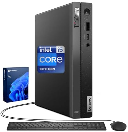 Lenovo ThinkCentre Mini ordinateur de bureau professionnel 50q Gen 4, Intel Core i5-13420H de 13e génération, 32 Go de RAM, SSD de 1 To, port d'affichage, clavier et souris filaires, Wi-Fi 6, Windows