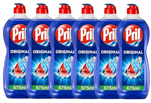PRIL Original (6x 675 ml), Handgeschirrspülmittel mit höchster Fettlösekraft, für sauberes Geschirr auch in kaltem Wasser