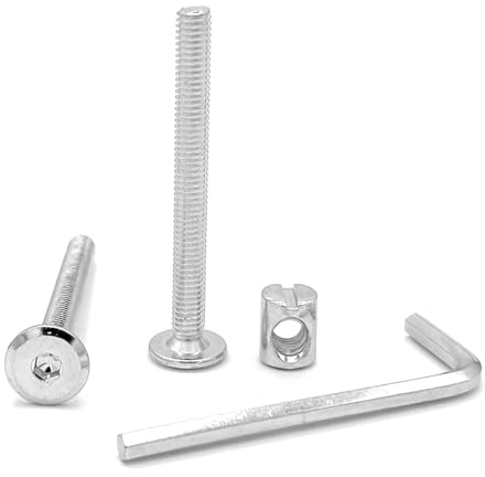 NOLDAR |Tornillos M6 de cabeza plana con tuercas de barril. Tornillos para muebles M6 x 40 mm. Incluye llave allen. (20 tornillos + 20 tuercas)