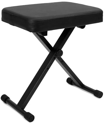 QWORK® Gepolsterter Klavierhocker Keyboardbank Klappbare, 40-50 cm Höhenverstellbare, 6 cm Dicker Polsterung