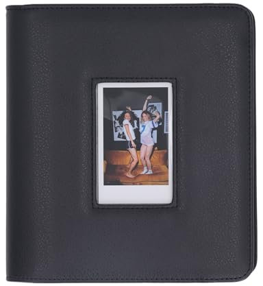 Álbum de Fotos de 288 Bolsillos, álbum de Fotos de Gran Capacidad de 3 Pulgadas para Cámara Instantánea, Cubierta de Cuero Álbum de Fotos Vacío Transparente para Tarjetas, (BLACK)