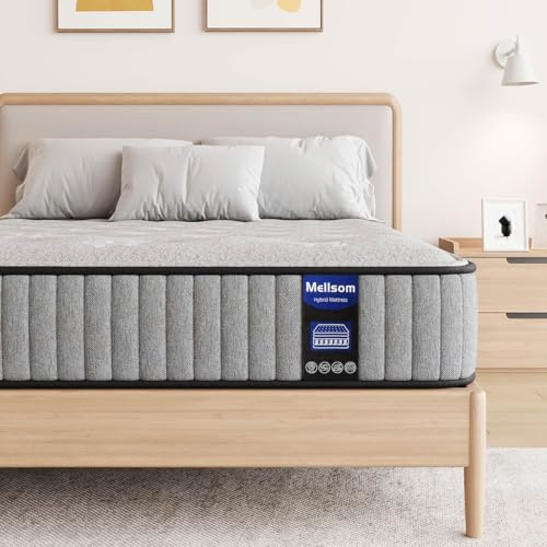 Mellsom Colchón King de 5 pies, híbrido de espuma viscoelástica y gel de 7 zonas, ortopédico de 8 pulgadas para alivio de presión y aislamiento de movimiento, 150 x