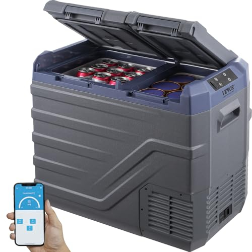 VEVOR Frigorifero per Auto, Congelatore Portatile Doppia Zona 40 L, 12 Volt, Gamma Regolabile da -20~20 ℃, Dispositivo di Raffreddamento a Compressore 12/24 V CC e 100-240 V CA per Campeggio Camper