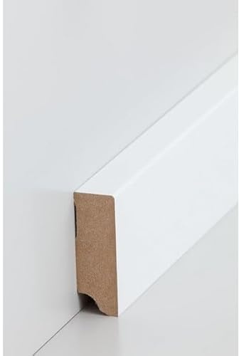 Sockelleiste MDF 19 x 58 x 2500 mm MDF-Kern foliert Weiß zum Kleben, Schrauben & Nageln Fußleiste by PROVISTON 25 Meter | 10 Stück