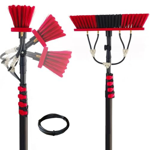 3.6-6m Water Feed Pole Kit and Window Cleaner for Outdoor Window Glass Cleaning System Photovoltaic Solar Panels Washing Equipment Tool Solution 35/55cm Brush Head (G