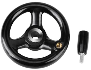 3-Speichen-Handrad, 200 x 18 mm abnehmbares Kurbelhandrad aus Gummiholz, Drehmaschinenzubehör für Drehbank und Fräsmaschine (Schwarz)