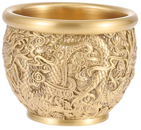 Cabilock Cuenco De Dinero De Latón Pequeño 283 G, Decoración Tradicional China Vintage, Cuencos De Riqueza Para Mesa De Oficina y Hogar, Artículo Decorativo De Latón Sólido