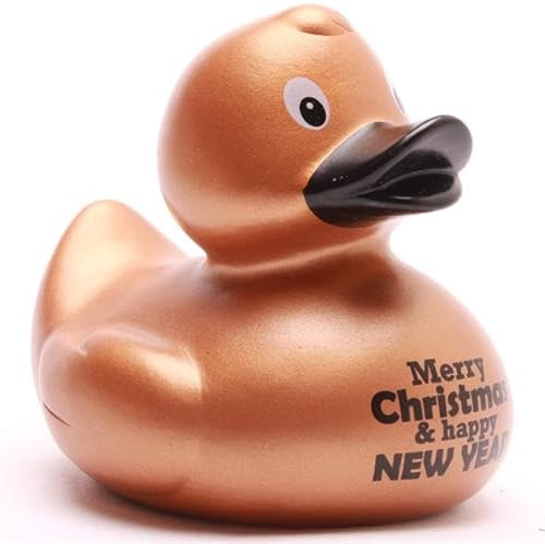 Duckshop I Farbige Xmas & New Year Enten (Badeente Merry Christmas & Happy New Year -Gold)