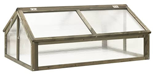Gecheer -Växthus, Mini Växthus, av granträ, och polykarbonat, 114 x 80 x 50 cm, balkong växthus, trädgårdsväxthus, trädgårdsbädd, uteplats växthus, terrass, växthus