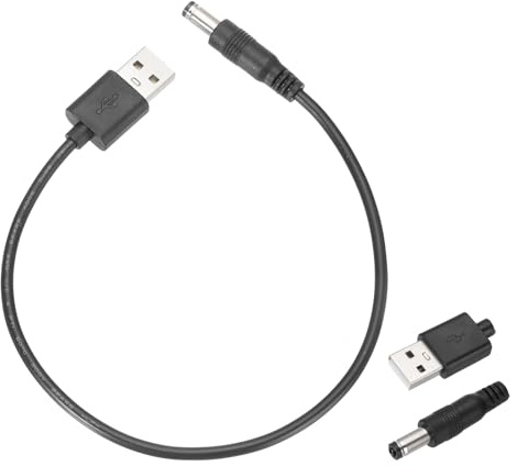 sourcing map 4pcs USB to DC Power Cable 3A 5V DC Power Cord 5.5mm x 2.1mm Jack Charging Plug Connector Cable Adapter for Fan Camera Phone Tablet Devices (1ft/0.3 m, Black)