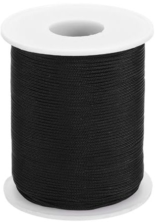 sourcing map Braided Lift Shade Cord, 1mm 109 Yards Roman Shades Cord Braided Nylon Cord String Necklace Bracelet String Cord for Roman Blind Shade Rollers DIY Craft, Black
