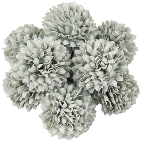CREATCABIN 20 pieza de Flores de Crisantemo Verde para Decoración, Pequeñas Flores Artificiales, Flores Falsas, Flores Realistas para Decoración de Bodas, Fiestas En el Jardín, Arreglos Florales, Cent