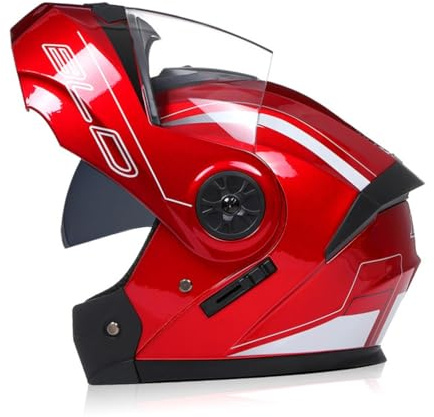 Leichte modulare Klapphelme für Standard-Motorrad Tea Mirror Man Damen Motorradhelm Dot Approved All-Season Abs Clear Mirror Removable Lining