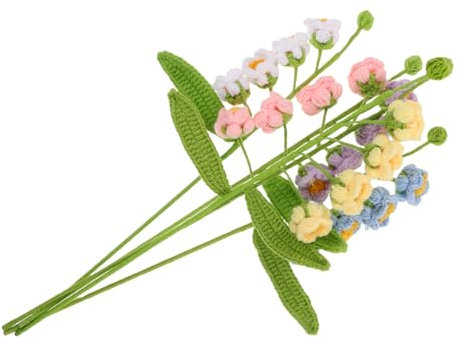 Warmhm Bouquet di Mughetto Artificiale Lavorato a Maglia 5 Pezzi