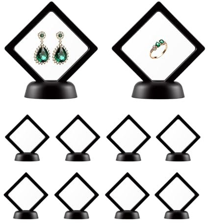 Mcbazel 10 Stück 3D Rahmen Schweberahmen Münzständer Münzrahmen mit Basis, 7 * 7 * 1,9 cm