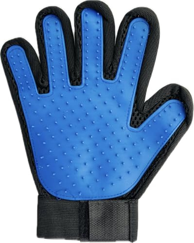 Auroni Guanto, spazzola per la cura dei peli degli animali, colore blu/nero, con gommini, guanti per la cura degli animali domestici, spazzola per gatti per capelli delicati, cane, gatto, piccoli