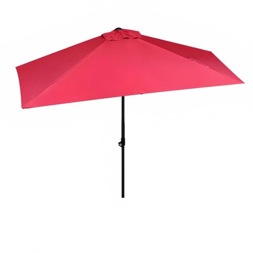 GUOGLZ Sonnenschirm Halbrund Ø 2,70 M Wandschirm Balkon-Schirm Mit Kurbel Onnenschutz Gartenschirm-Ohne Sockel(Wine red)