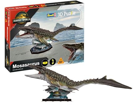 Revell Jurassic World Rebirth Mosasaurus | 3D Puzzle mit Dioramaplatte | einfacher Zusammenbau für Kinder & Erwachsene | Deko & Geschenk für Dino-Fans