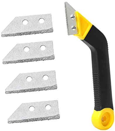 SHINEOFI Herramienta para Quitar Lechada de Azulejos Kit de Herramientas Manual con Cuchillas para Limpiar Baldosas y Quitar Pintura Incluye 1 Mango y 4 Cuchillas Adicionales