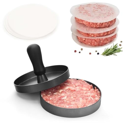 WEATAEDE Burger Press 200 Patty Papers Aluminum Burger Press Patty Maker Meat Beef Cheese Veggie Burger Maker for Grill Griddle BBQ Barbecue