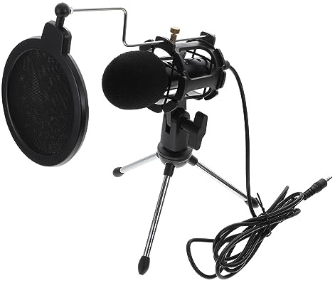 NUOBESTY Micrófono para PC Gaming de 3,5mm Tecnología de Reducción de Ruido, Operación Plug and Play, Trípode y Filtro Antichoque para Podcast y Grabación