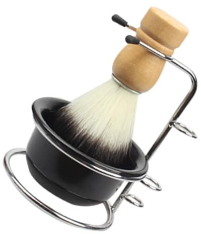VILLCASE Blaireau à Barbe Doux Bol à Raser Inox 201 Support en Acier Inoxydable pour Rasage Traditionnel à Domicile