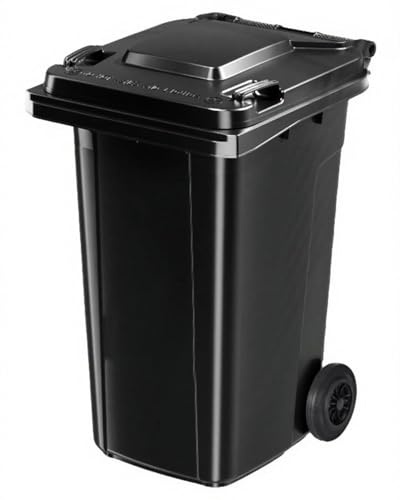 UCKYSU Contenedor Basura Comercial Gran Capacidad Con Tapa Ideal Comunidades Calles Fábricas Obras Construcción Robusto Duradero(Black,32 Gallon)