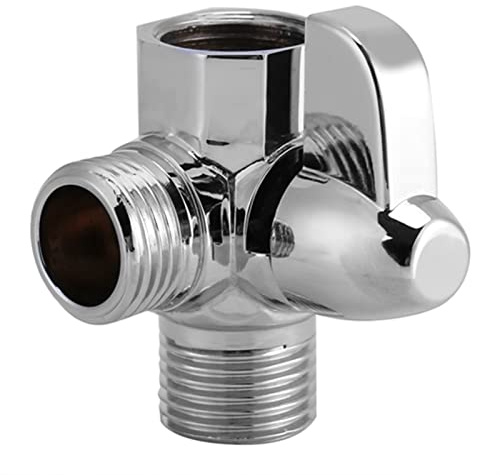 Qcwwy G1/2 Valvola Deviatore Doccia a 3 Vie, Deviatore Universale per Braccio Doccia in Ottone Massiccio Cromato per Soffione Manuale e Soffione Fisso, con Adattatore a Forma di T