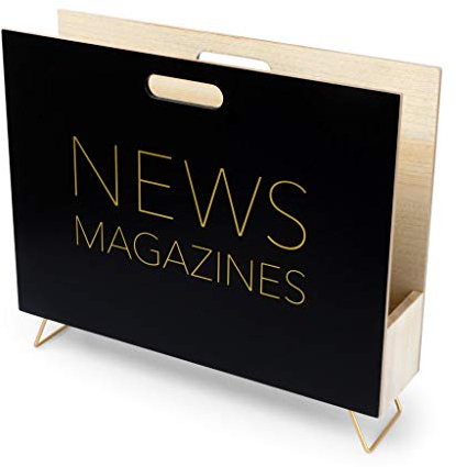 Balvi Porte-revues News Couleur noir Pour les magazines, catalogues et journaux Avec poignée Bois MDF