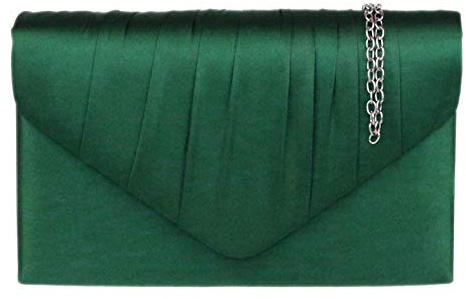 Borse Girly Satin Pleated Pochette, Verde