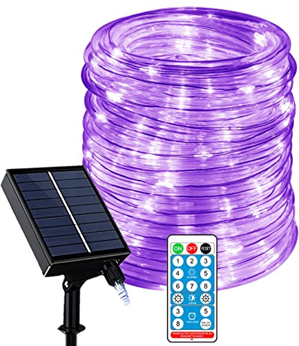 KINGCOO Solar Lichtschlauch Schnur Lichter Außen, Wasserdichte 72FT 200LED 8 Modi Kupfer Draht Seil Rohr Funkelnden Solar Lichterketten für Garten Hochzeit Party Weihnachts Dekorationen (Lila)