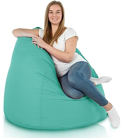 Italpouf Sitzsack XXL, Riesensitzsack, Sitzkissen, Indoor & Outdoor, Große, Sessel für Kinder und Erwachsene, EPS Perlen Füllung, Abnehmbarer Bezug, Wasserdicht, Zertifiziert, Türkis