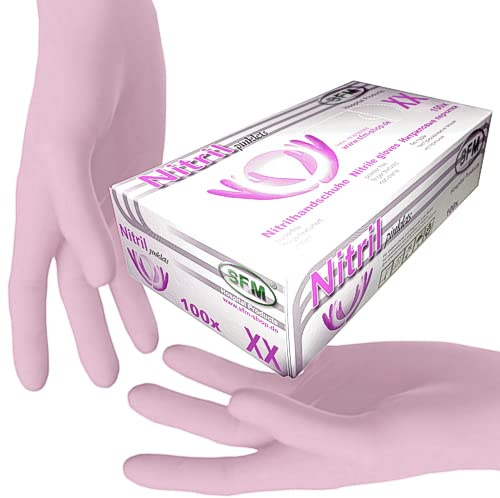 SFM ® PINKLETS Nitril : XS, S, M pink puderfrei F-tex Einweghandschuhe Einmalhandschuhe Untersuchungshandschuhe Nitrilhandschuhe XS (100)