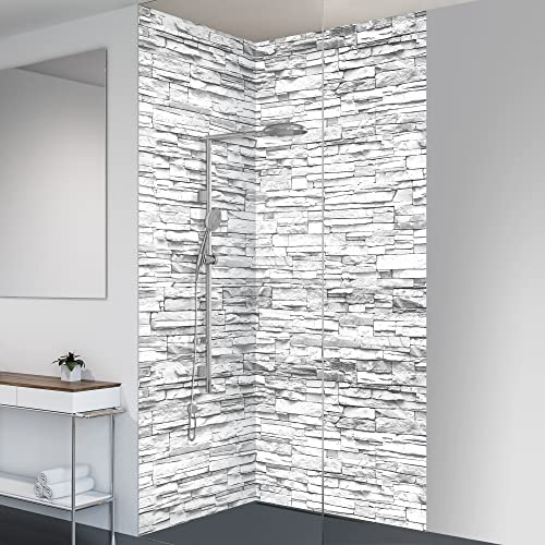 yourplate Duschrückwände individuelle Größe (Klinkerstein Weiss) | 3mm Aluminium Verbundplatte, exklusives Design, einfache Montage, geringes Gewicht, fugenlos, wasserdicht, pflegeleicht