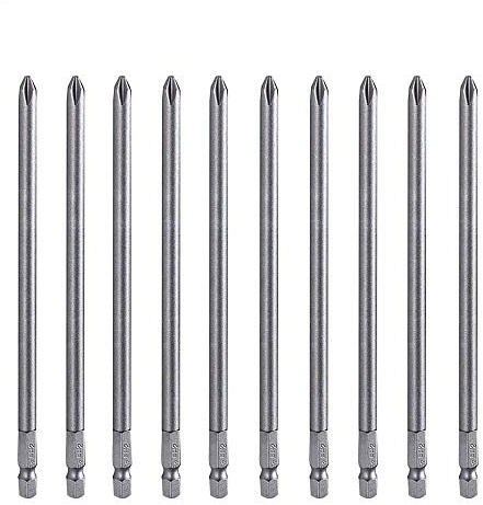 Bestgle 10pcs 150mm PH2 Long Magnetic Phillips Driver Bits 1/4 Inch Hex Shank Phillips Head Drill Bit Set Cross Head Screwdriver Bits