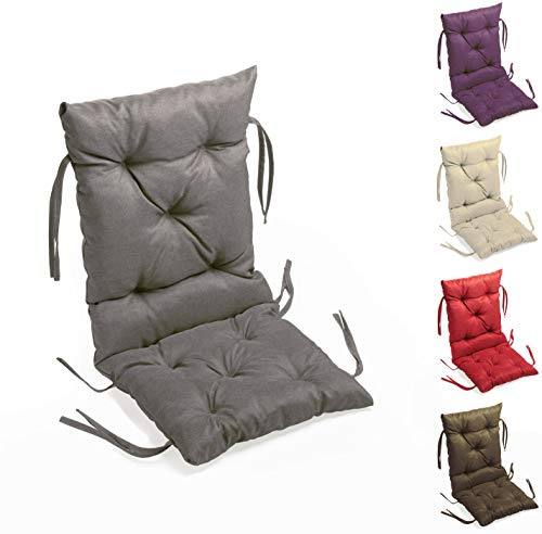 sunnypillow Stuhlkissen Outdoor, Indoor - 40 x 40 x 40 cm - Auflage für Stühle, Bänke in Haus und Garten - Sitzkissen und Rückenkissen - Stuhlauflage, Gartenkissen für Gartenmöbel - Kissen Grau