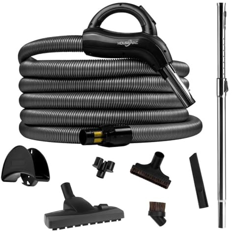 Zentralstaubsauger HouseVac Zubehör Kit 8 Teile Saugschlauch (12m) mit Handgriff Teleskopstange Umschaltbare Bodendüse Fugendüse Premium-Set zur gründlichen Reinigung