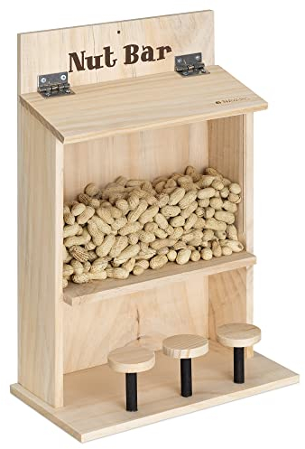 Navaris Eichhörnchen Futterhaus wetterfest aus Kiefernholz - Futterkasten 42cm x 28cm x 15,5 cm - Futterautomat für Garten Balkon - Futterstation