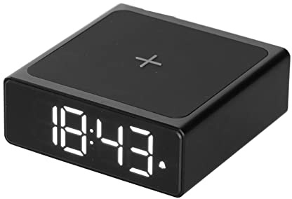 Maquer 3-in-1 Wireless Charger, Digital Alarm Clock with LED Display, Desktop Bluetooth Speakers for Bedroom Bedside, 4-gear Brightness Adjustment, Wireless Stereo Pairing, USB Power Supply