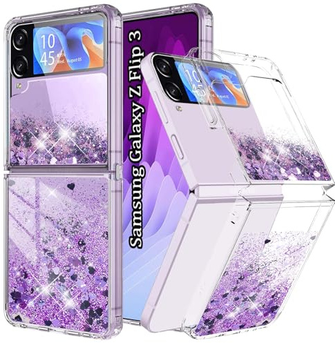 Yutwo Funda Compatible con Samsung Galaxy Z Flip 3 5G, Glitter Liquida Transparente Case Silicona TPU Antichoque Niñas Mujeres Brillante Arena Movediza Carcasa Samsung Z Flip 3 5G.