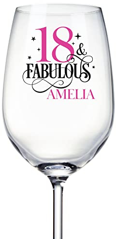 ukgiftstoreonline Personalised Fabulous Any Age and Name Wine Glass Gift for Her 18th, 21st, 30th, 40th, 50th, 60th All-2