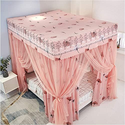 AFLCIO Betthimmel Vier Eckpfosten Elegantes Moskitonetz Prinzessin Bettvorhang Baldachin Netting mit Rahmenpfosten für Schlafzimmerreisen (Größe: 150 × 200 cm)