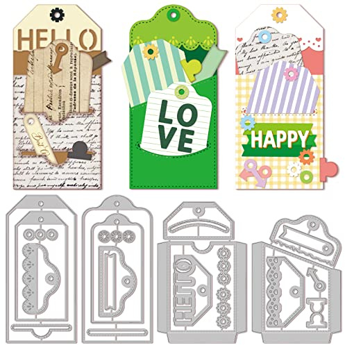 GLOBLELAND Etiketten-Taschen-Stanzformen Für DIY Scrapbooking, Metall-Lesezeichen, Taschen, Stanzungen, Prägeschablonen, Vorlage Für Papierkarten, Dekoration, Album, Basteln, Dekor